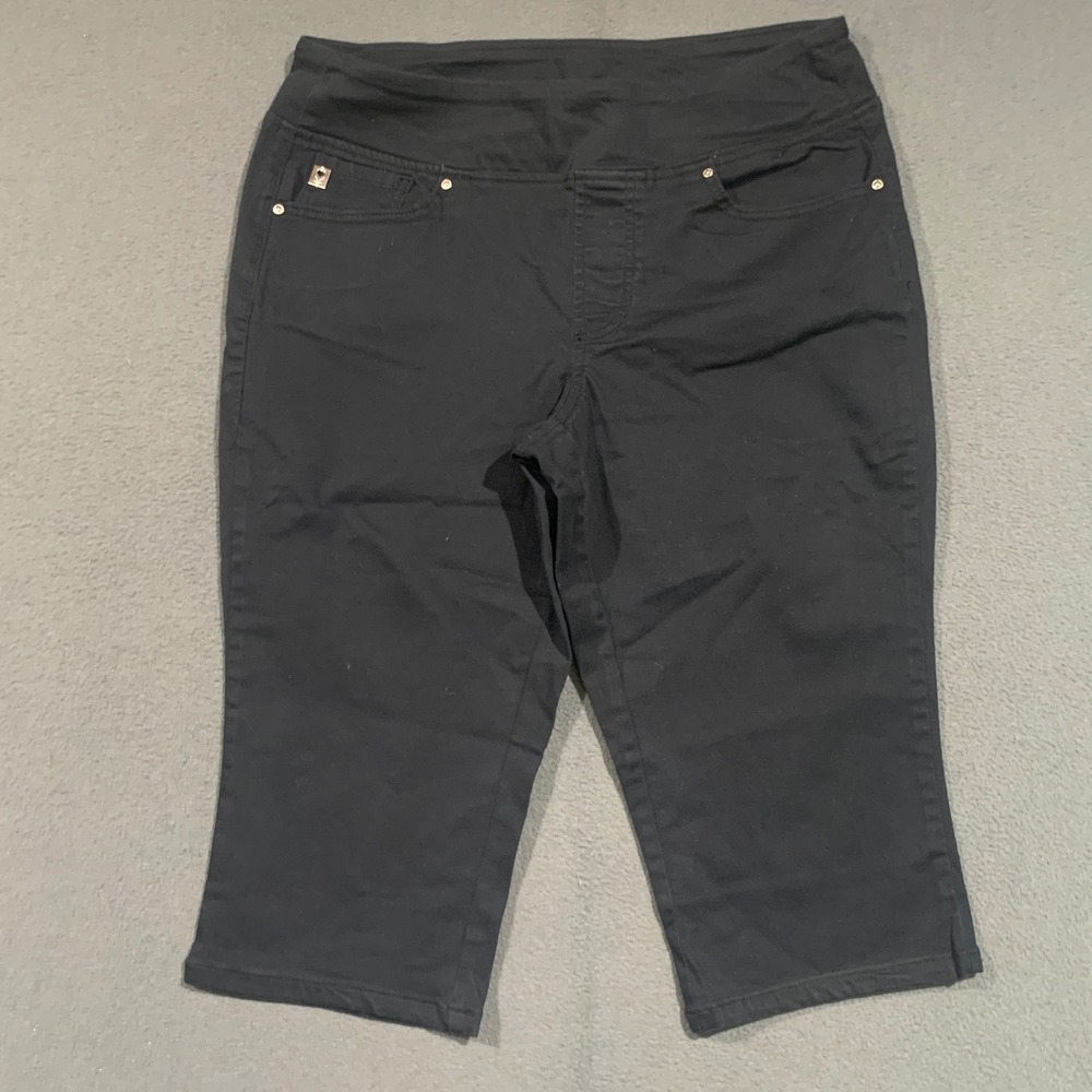 Belle by Kim Gravel Womens 12‎ Black Pull On Capri Pants  Cotton Modal Stretch